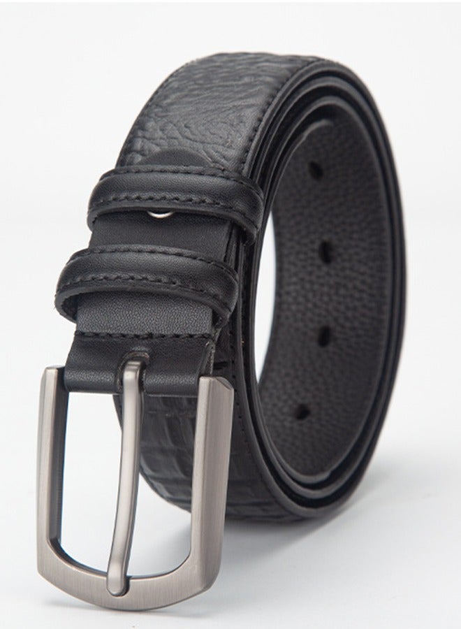 Premium Classic Pin Buckle Belt - Casual Embossed Leather Belt For Men - 3.4CM Wide Genuine Leather Belt Without Buckle Timeless Elegance For The Modern Gentleman  - Image 1
