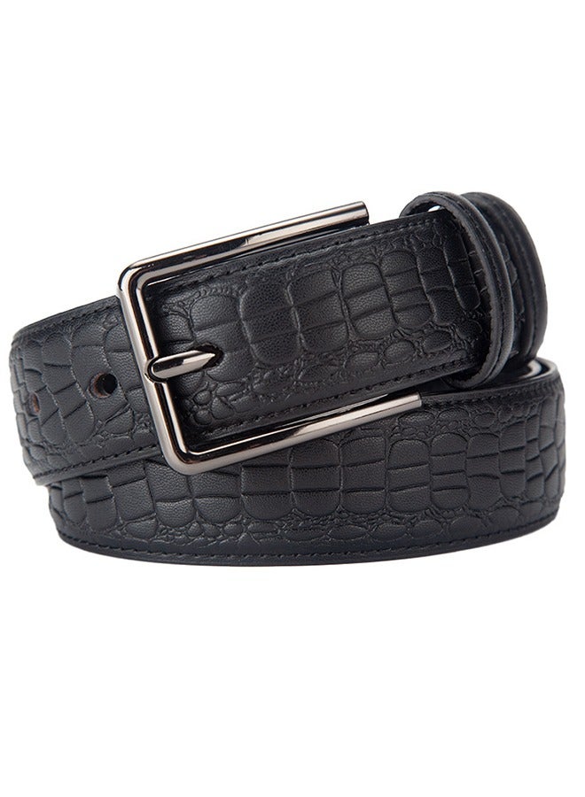 Premium Classic Pin Buckle Belt - Casual Embossed Leather Belt For Men - 3.4CM Wide Genuine Leather Belt Without Buckle Timeless Elegance For The Modern Gentleman  - Image 2