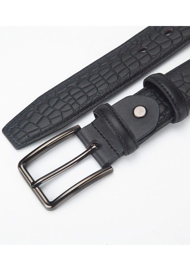 Premium Classic Pin Buckle Belt - Casual Embossed Leather Belt For Men - 3.4CM Wide Genuine Leather Belt Without Buckle Timeless Elegance For The Modern Gentleman  - Image 5