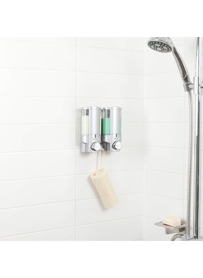 موزع شامبو وبلسم، موزعات 900 مل للاستحمام، موزع شامبو وبلسم وغسول للجسم، مثبت على الحائط للحمام (فضي) - Image 5