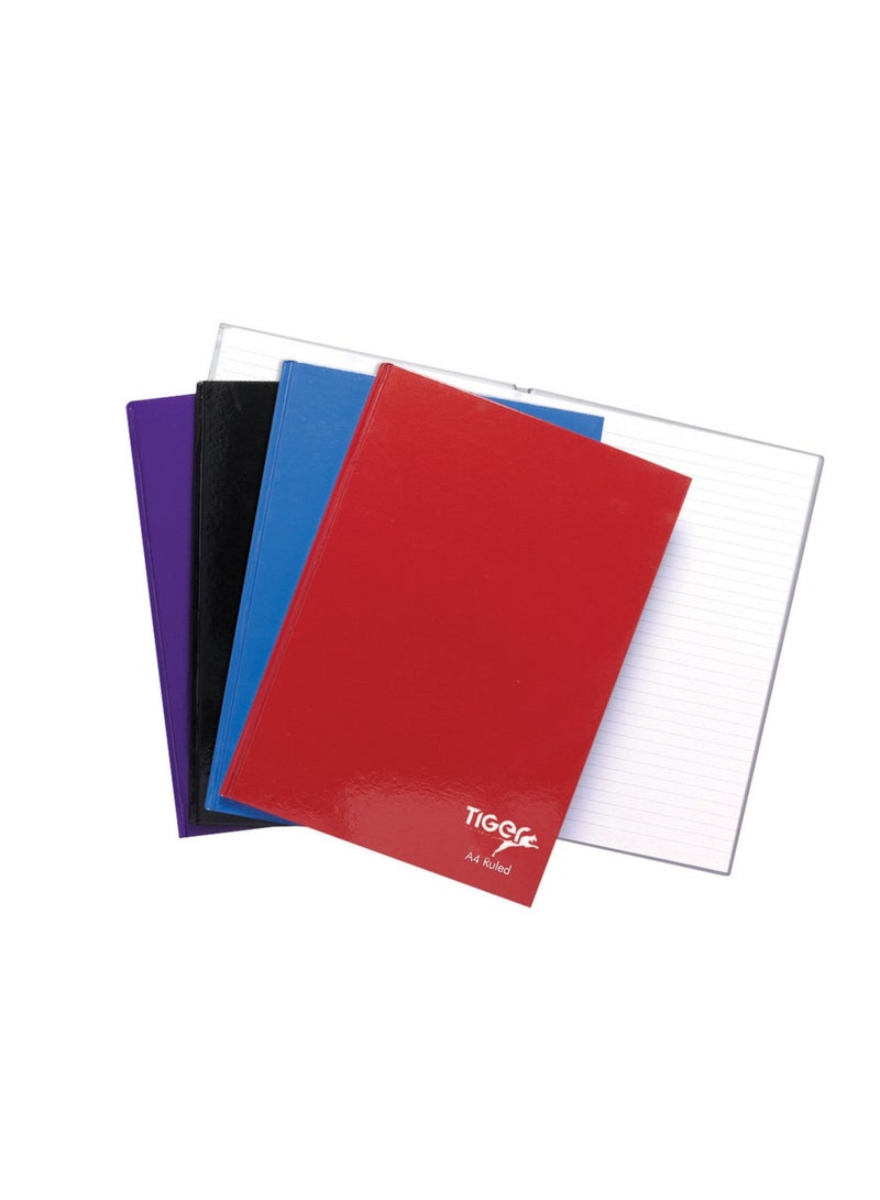 TIGER Casbound A4 Notebook, Feint ruled, 60gsm paper, 80 Sheets, Assorted colours, - Image 1