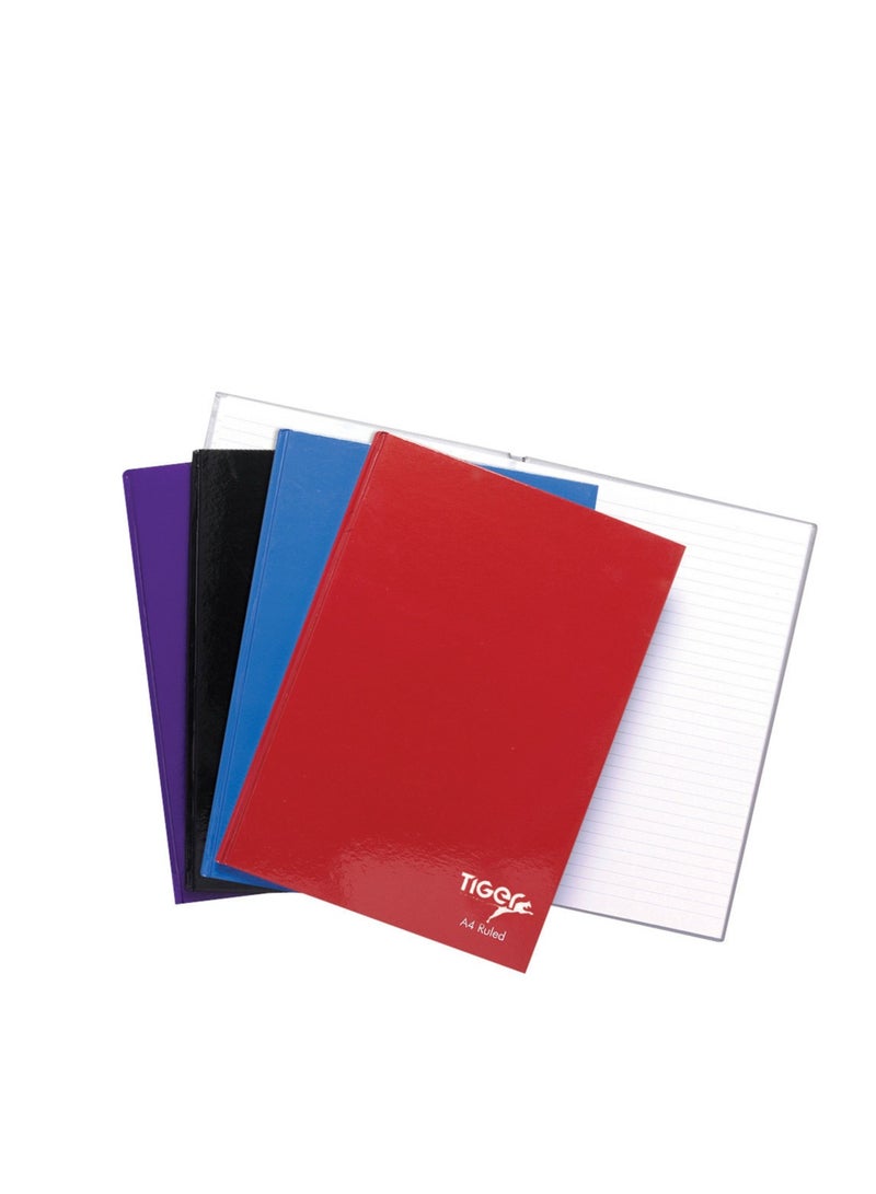 TIGER Casbound A4 Notebook, Feint ruled, 60gsm paper, 80 Sheets, Assorted colours, - Image 2