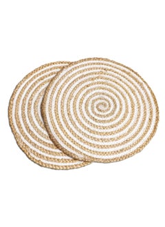 Osric Osric Set of 2 Braided Jute Placemats 35 cm Round Best for BedSide TableCenter Table Dining TableShelves Natural Beige Jute Cotton 1126  - Image 1