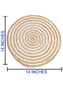 Osric Osric Set of 2 Braided Jute Placemats 35 cm Round Best for BedSide TableCenter Table Dining TableShelves Natural Beige Jute Cotton 1126  - Image 3