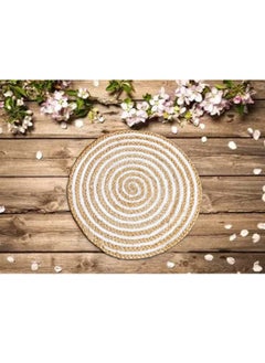 Osric Osric Set of 2 Braided Jute Placemats 35 cm Round Best for BedSide TableCenter Table Dining TableShelves Natural Beige Jute Cotton 1126  - Image 4
