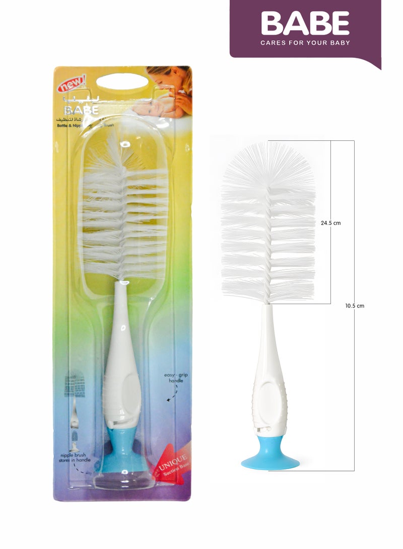 BABE - Baby Bottle and Nipple Cleaning Brush with Suction Base, 2 in 1, PACK OF TWO - Image 3