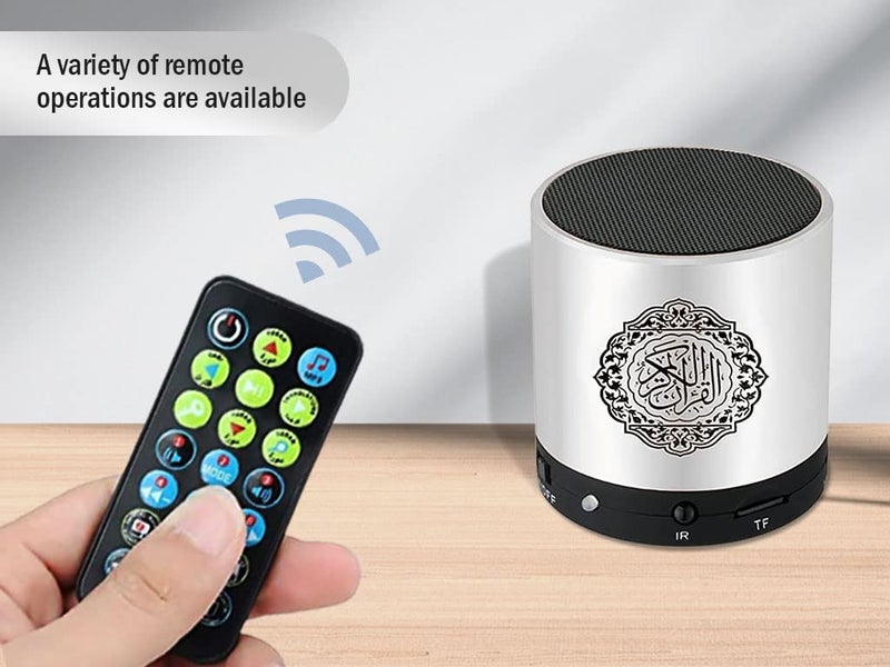 Hitopin Digital Quran Speaker FM Radio Silver Color with Remote Control Over 18Reciters and15 Translations Available Quality Qur'an Player Arabic English French, Urdu etc Mp3 - Image 5