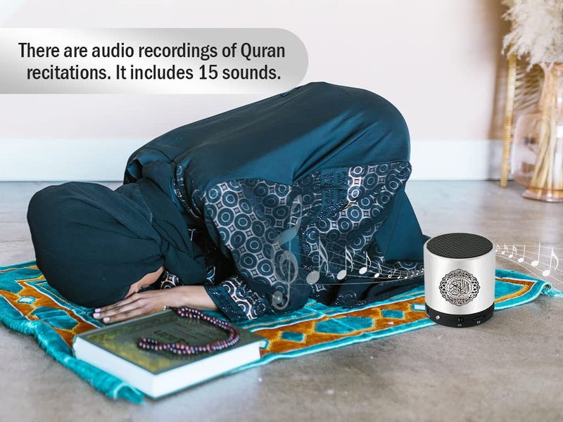Hitopin Digital Quran Speaker FM Radio Silver Color with Remote Control Over 18Reciters and15 Translations Available Quality Qur'an Player Arabic English French, Urdu etc Mp3 - Image 4