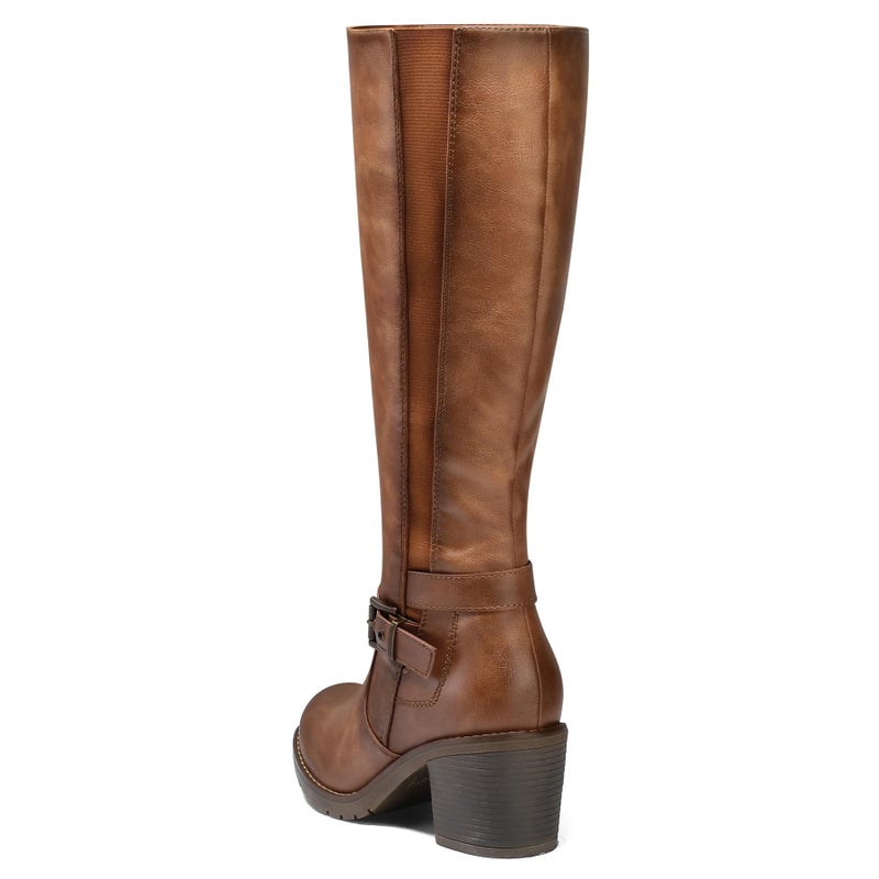 mysoft Women's Knee High Boots Chunky Block Heels with Side Zipper and Stretchy Elastic Panels - Image 5