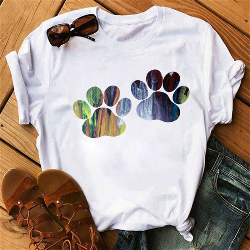 [Same day] cross-border supply of T-shirt printed T-shirt women's short-sleeved women's clothing - Image 1