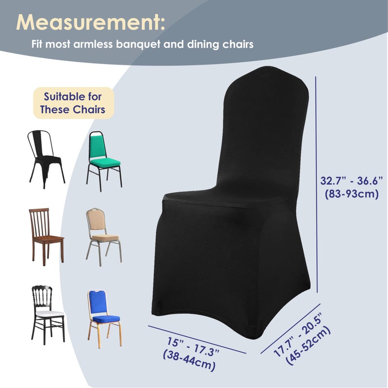 Craft And Party 50 Pack Black Spandex Chair Covers â€“ Stretch Polyester Slipcovers for Wedding, Banquet, Party & Dining Chairs â€“ Flat Front Design, Universal Fit - Image 2
