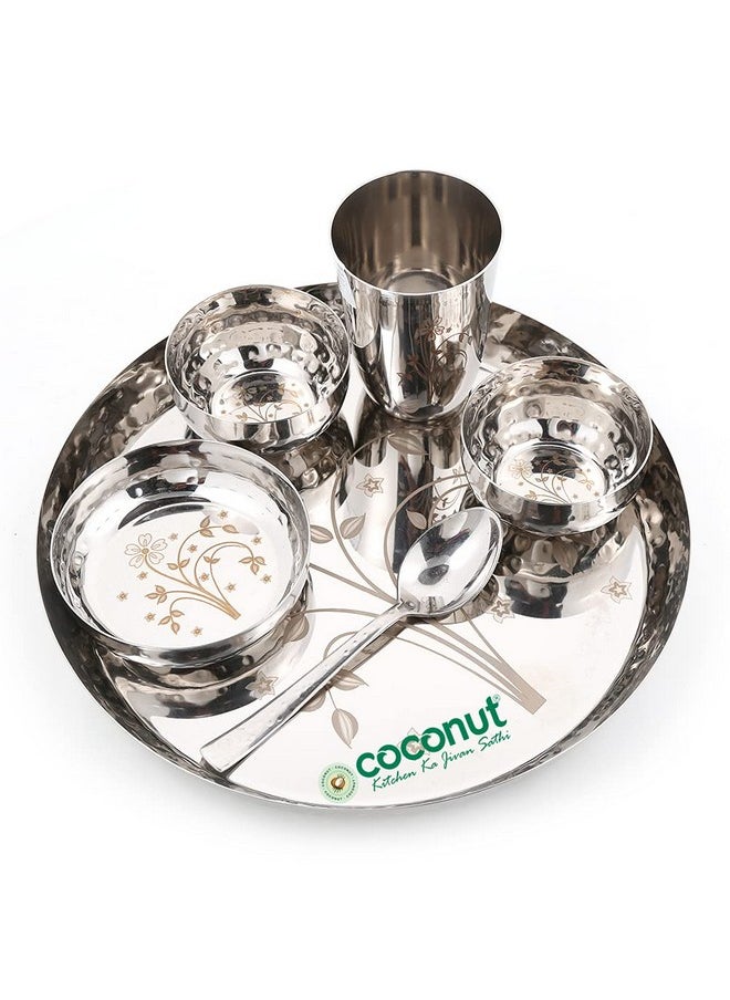 Coconut Coconut Stainless Steel (Heavy Guage) Laser and Hammered Dinner Set/Dinnerware - 6 Pieces  - Image 1