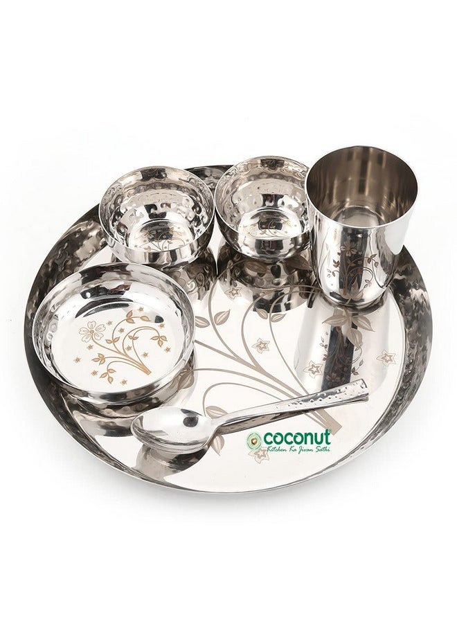 Coconut Coconut Stainless Steel (Heavy Guage) Laser and Hammered Dinner Set/Dinnerware - 6 Pieces  - Image 2