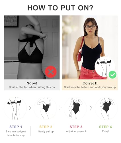 SHAPERX شيبيركس بدلة تشكيل الجسم النسائية للتحكم في البطن، شكل الجسم بدون seams، خصر مشدود، بدلة واحدة، SZ5215-أسود-4XL - Image 5