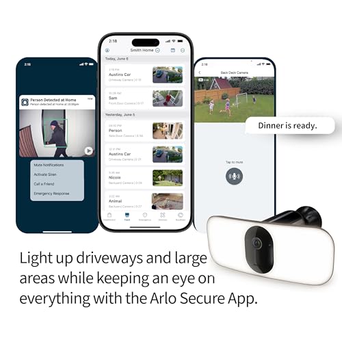 ARLO كاميرا أمان LED فلوودلايت Arlo Pro 3 بدقة 2K HDR 2000-3000 لومن | بدون أسلاك | حماية الممرات والأزقة | تتصل بشبكة Wi-Fi | رؤية ليلية ملونة، مستشعر حركة، صوت ثنائي الاتجاه، قابلة لإعادة الشحن (أسود) - Image 3
