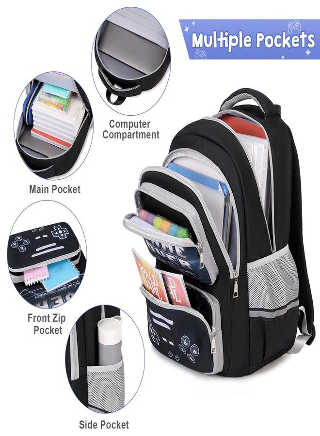 ACESAK Gamer Backpack for Boys - Cool Luminous School Backpack for Boys with Lunch Bag Pencil Case - Kids Boys Backpack, Black Grey, Large, Backpack - Image 4