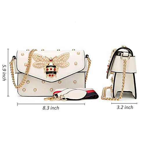 Beatfull Designer Bee Purse Fashion Crossbody Purse with Pearl for Women Pu Leather Shoulder Bag Clutch Handbags - Image 5