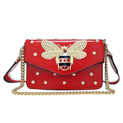 Beatfull Designer Bee Purse Fashion Crossbody Purse with Pearl for Women Pu Leather Shoulder Bag Clutch Handbags - Image 1