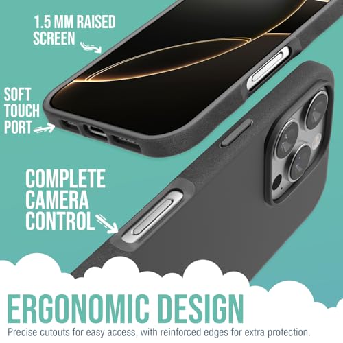 Smartish® iPhone 16 Pro MagSafe Case - Gripmunk Magnetic Slim Case [Lightweight + Protective] Thin Grip Cover with Microfiber Lining for Apple iPhone 16 Pro - Black Tie Affair - Image 3