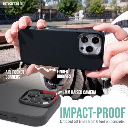 Smartish® iPhone 16 Pro MagSafe Case - Gripmunk Magnetic Slim Case [Lightweight + Protective] Thin Grip Cover with Microfiber Lining for Apple iPhone 16 Pro - Black Tie Affair - Image 4