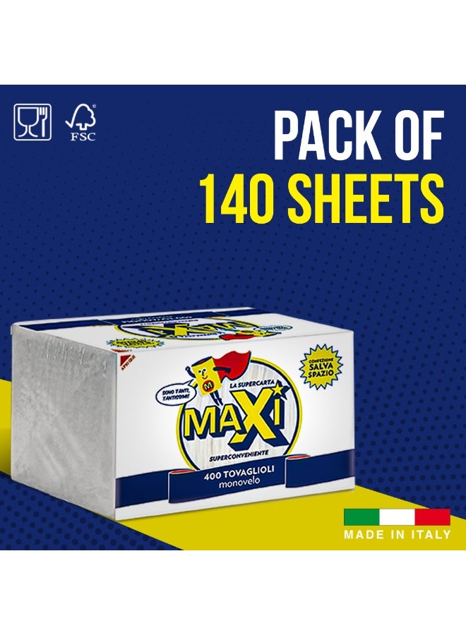 Maxi Supercarta Napkin Tissue 140 Sheets - 33x33 cm - Soft Embossed Disposable & Absorbent Paper Napkins - Image 2