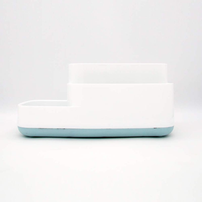 EZ Life 5 Compartment Bathroom Caddy (White & Blue) for Wash Basin Storage Organizer for Soap, Handwash, Tooth Brush, Tongue Cleaner, Toothpaste, Shaving Accessories, Comb, Cosmetics and More. - Image 3