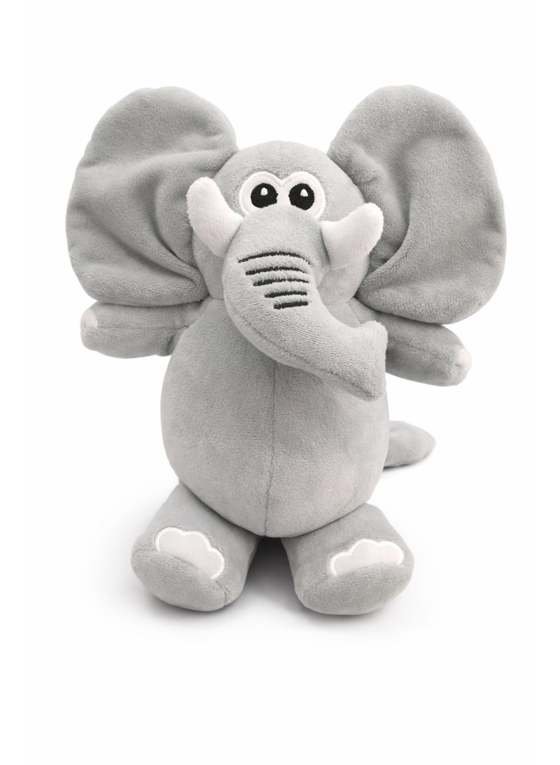 لعبة مضغ على شكل فيل قطيفة للحيوانات الأليفة، لعبة كلب محشوة ناعمة رمادية اللون مع صوت صرير