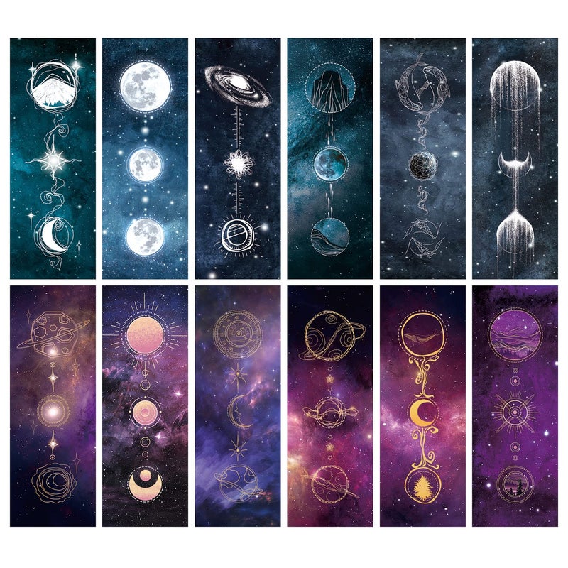 Anseal Cool Space Starry Night Bookmark, Bookmarks for Book Lovers, Bulk Bookmarks for Men, Unique Book Mark for Boys, Girls, Students, Classroom Gifts, School Prize, Reading Present - Image 2