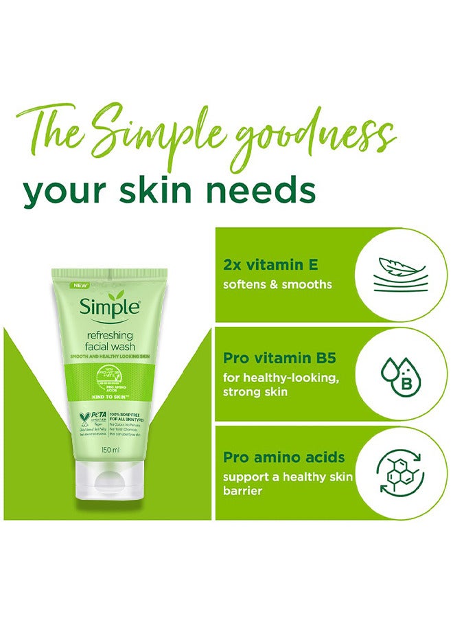 simple Refreshing Facial Wash, Soap Free, For All Skin Types 150ml - Image 4