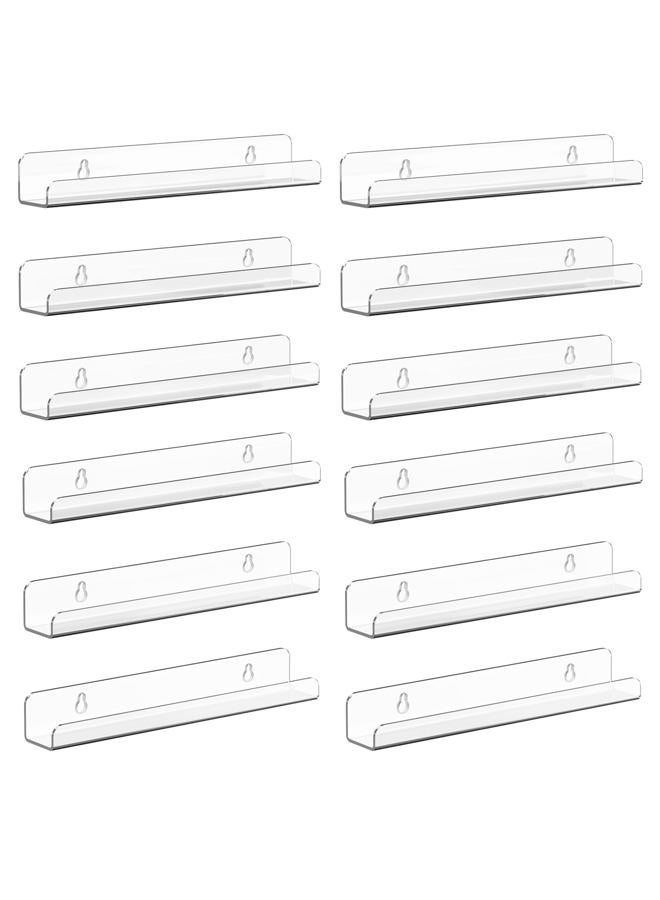Meaocer Vinyl Record Shelf Wall Mount, 12 Pack 12 inch Clear Acrylic Album Record Holder Display, Kids Bookshelf, Floating Wall Shelves for Bathroom, Bedroom, Living Room, Kitchen - Image 1