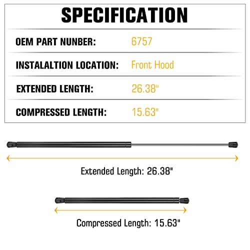AEagle Front Hood Lift Support Strut for Toyota Avalon Camry 2012 2013 2014 2015 2016 Shocks 6757 2 Pcs - Image 2