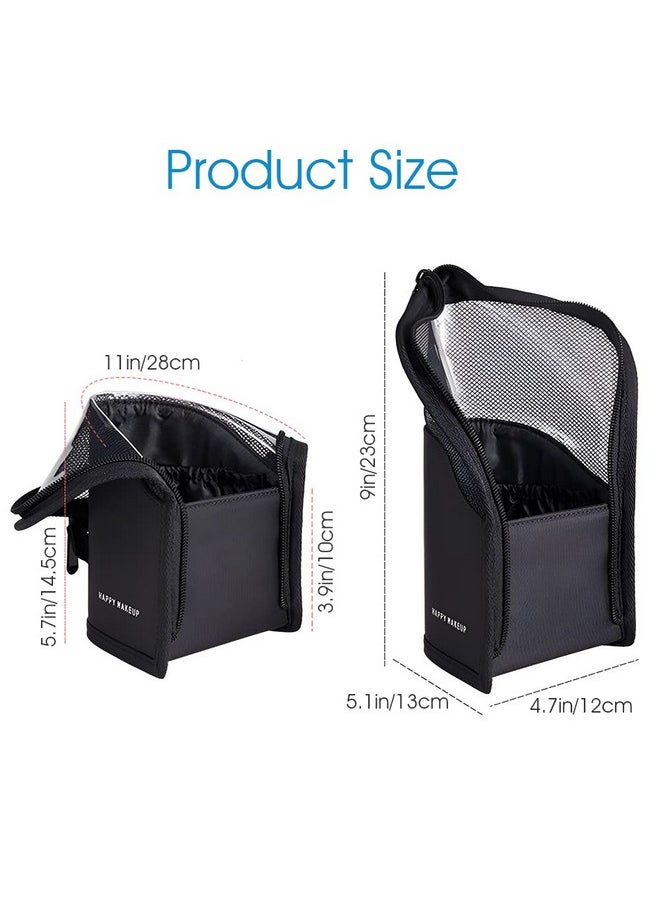 maycreate - 2 In 1 Makeup Pouches For Women Portable Makeup Brush Bag Holder Makeup Brush Pouch Makeup Brush Organizer Travel Makeup Brush Bag For Travel,Black - Image 1