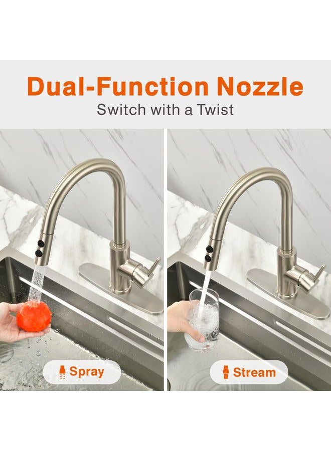 RULIA Kitchen Faucet, Kitchen Sink Faucet, Sink Faucet, Pull-down Kitchen Faucets, Bar Kitchen Faucet, Brushed Nickel, Stainless Steel, RB1018 - Image 2