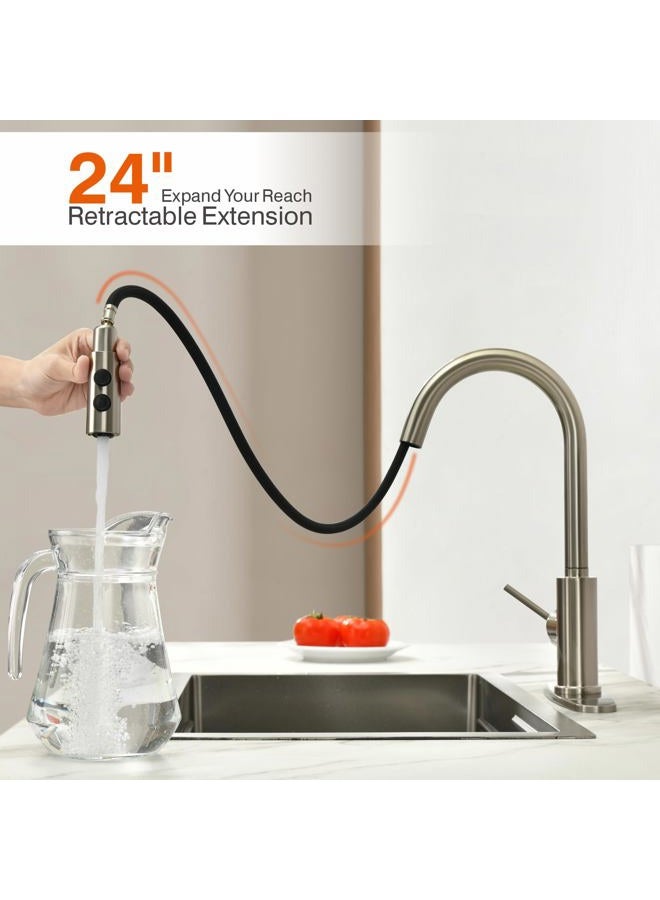 RULIA Kitchen Faucet, Kitchen Sink Faucet, Sink Faucet, Pull-down Kitchen Faucets, Bar Kitchen Faucet, Brushed Nickel, Stainless Steel, RB1018 - Image 3