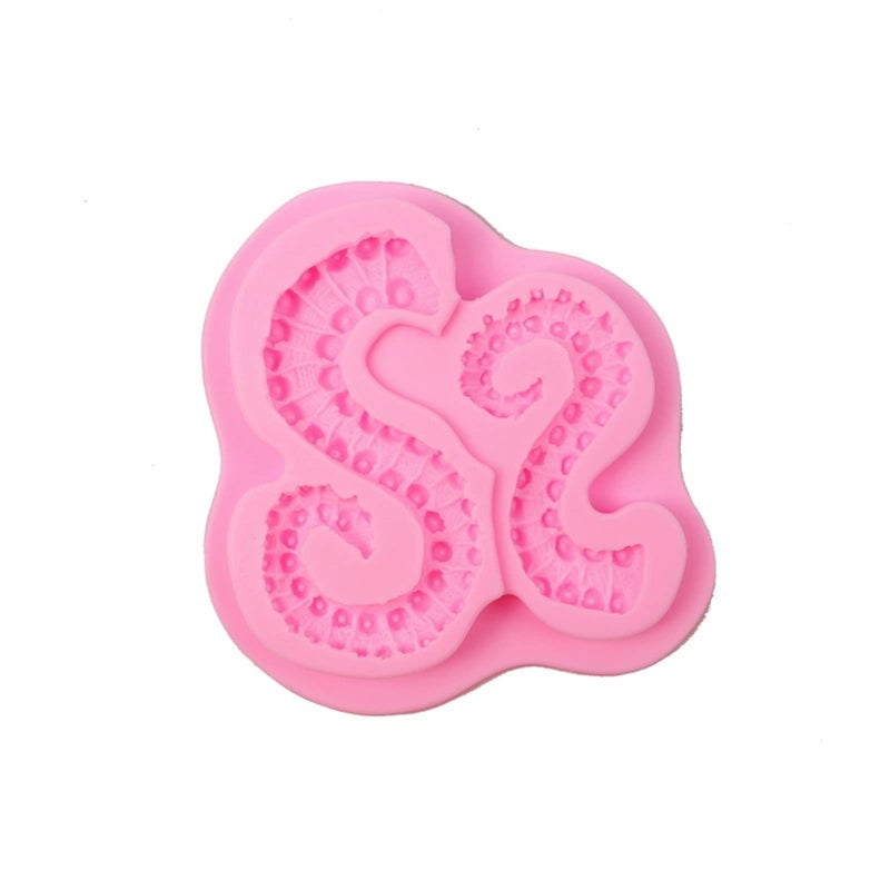 MauSong Sea Octopus Tentacles Silicone Mold Cake Border Fondant Molds Cake Decorating Tools Candy Clay Chocolate Gumpaste Moulds, Pink - Image 3