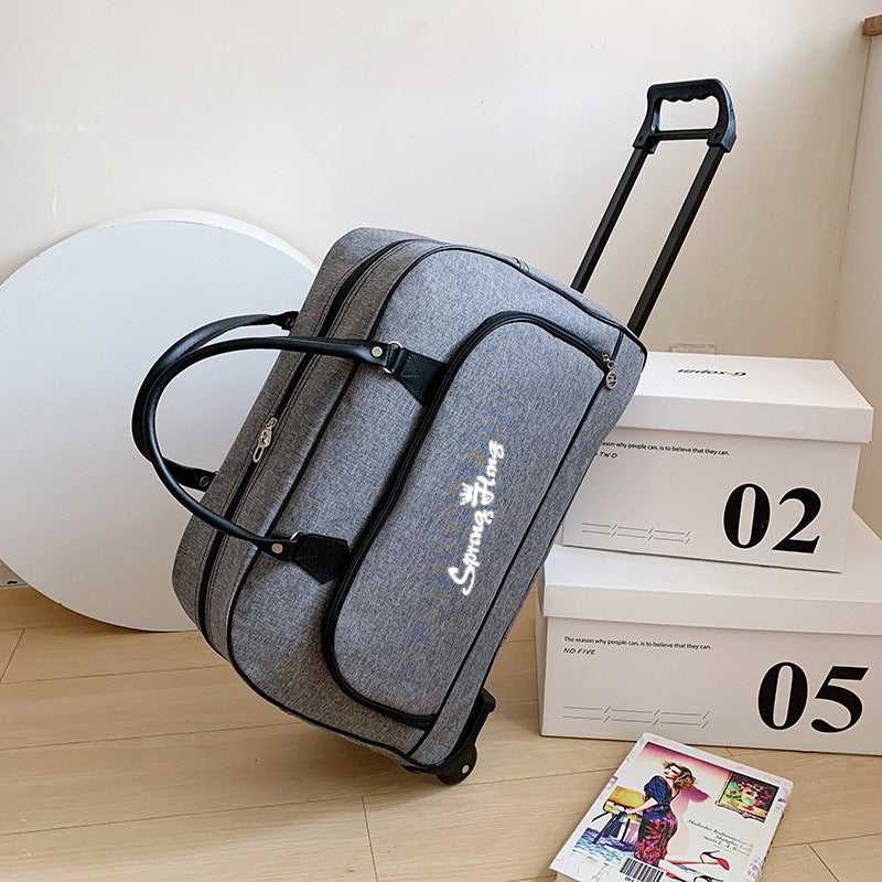 Large Capacity Wheeled Travel Bag with Logo Small gray letters 