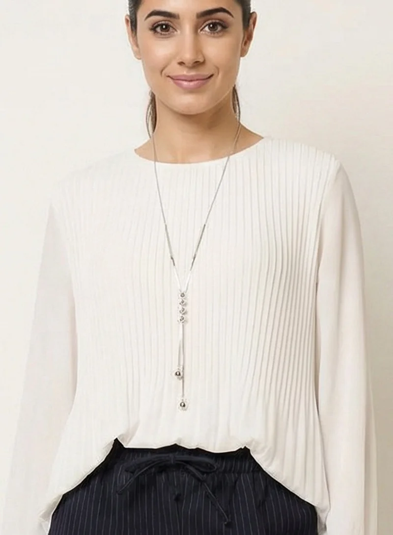 Blue Vanilla Long Sleeve Pleated Top