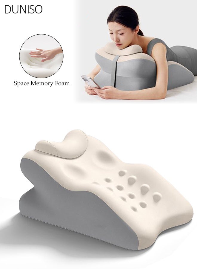 DUNISO Bed Reading Pillow ,Memory Foam Multi Functional Comfortable Leg Rest Cushion, Couples Pregnanly Pillow, Stomach Sleeping Pillow  for Sleeping, Sofa,TV, Chair,Couch,Floor,Lounge,Meditation - Image 1