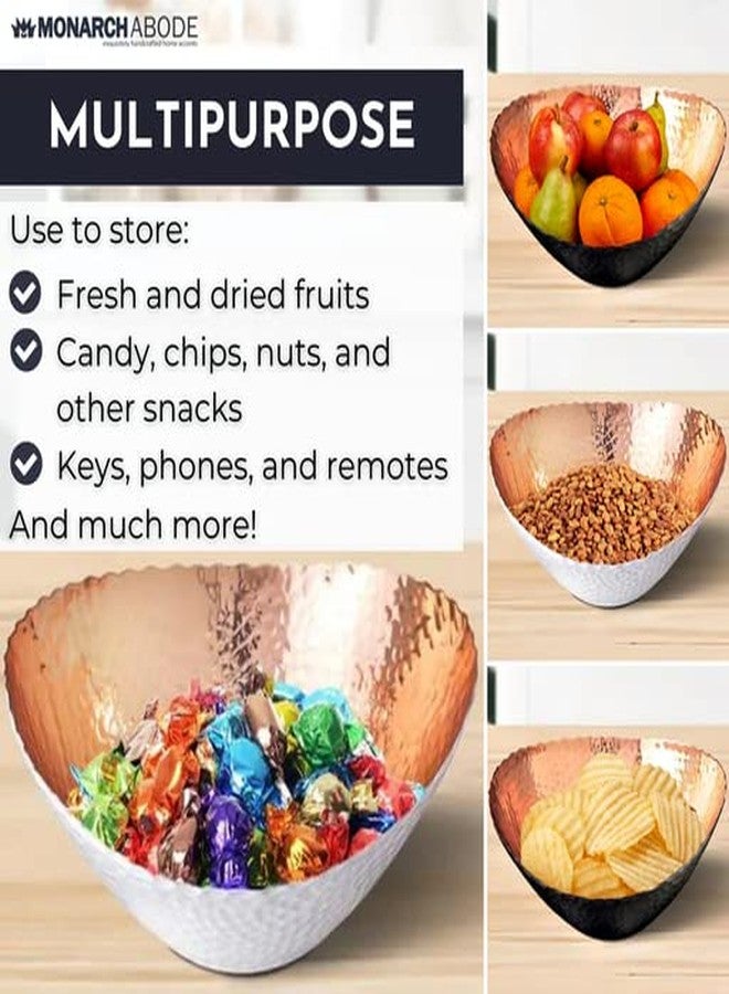 Monarch Abode وعاء مونارك أبود المزخرف لتزيين المنزل - وعاء مفاتيح مطروق يدويًا مطلي باللونين الأسود والنحاسي مقاس 7.5 بوصة لطاولة المدخل، ووعاء فواكه وزهور عطرية لتزيين وسط الطاولة، ووعاء عصري لحفظ جميع أنواع المفاتيح - Image 3