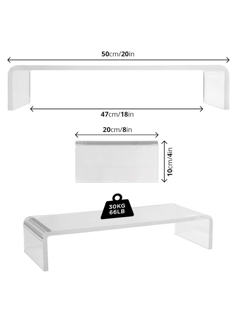 Eworld Clear Acrylic Monitor Stand Riser for PC, Computer Monitor, Laptop, TV, Books, and Decorative Pieces, with a 30kg Capacity - Image 2