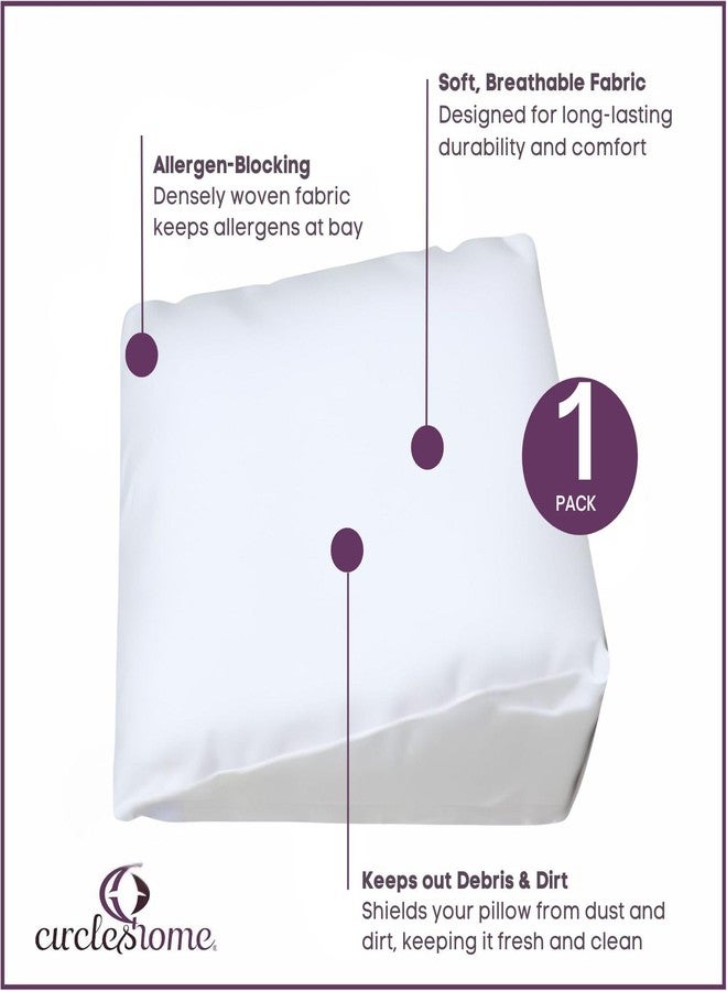 CirclesHome Wedge Pillow Cover 100% Cotton, Zippered Wedge Pillow Case Protector, Soft, Hypoallergenic & Breathable - White, (24Wx25Lx12) - Image 3