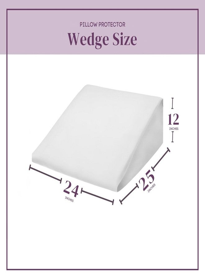 CirclesHome Wedge Pillow Cover 100% Cotton, Zippered Wedge Pillow Case Protector, Soft, Hypoallergenic & Breathable - White, (24Wx25Lx12) - Image 2