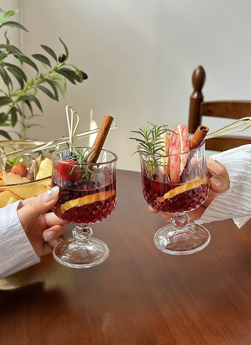 High Borosilicate Glass Set, Set Of Six, Diamond Girdle Relief Goblet, 190ML For Coffee Tea Cold Drinks - Image 4