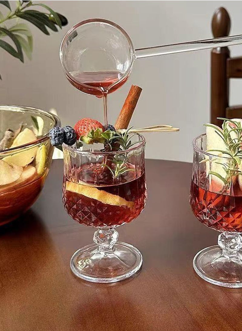 High Borosilicate Glass Set, Set Of Six, Diamond Girdle Relief Goblet, 190ML For Coffee Tea Cold Drinks - Image 5