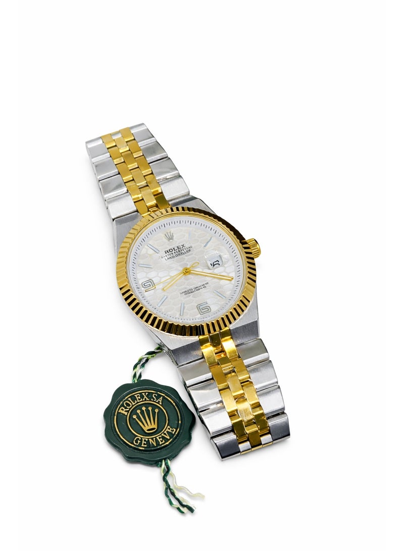 رولكس ساعة رولكس ديت جست رجالي ستانلس ستيل ثنائي اللون بإطار مخدد
