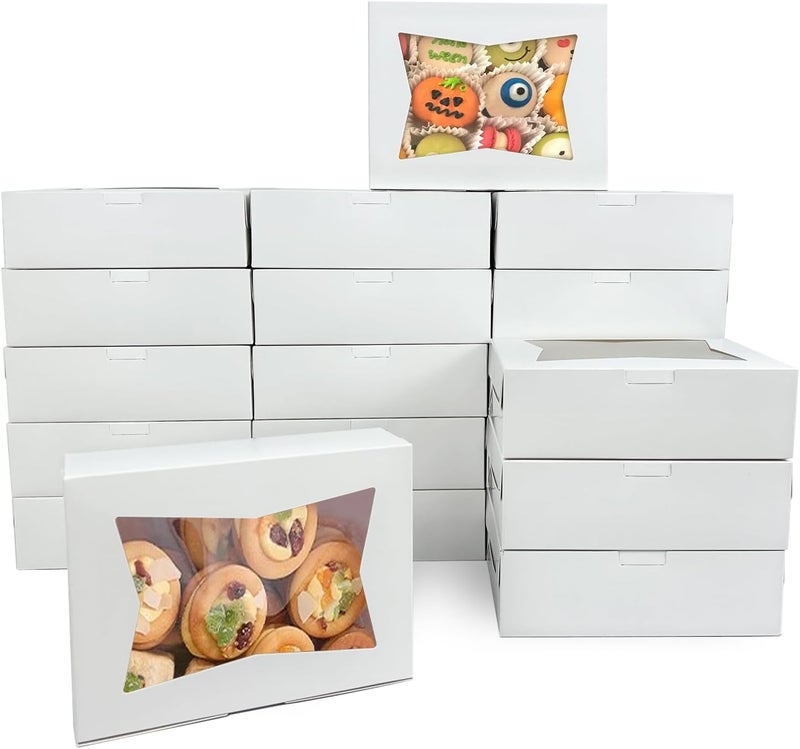 WEI LONG 20pcs White Cookie Boxes Pastry Boxes 8x6x2.5 Inches Bakery Treat Boxes for Chocolate Covered Strawberries,Dessert,Cupcakes,Muffins,Donuts(style C) - Image 1