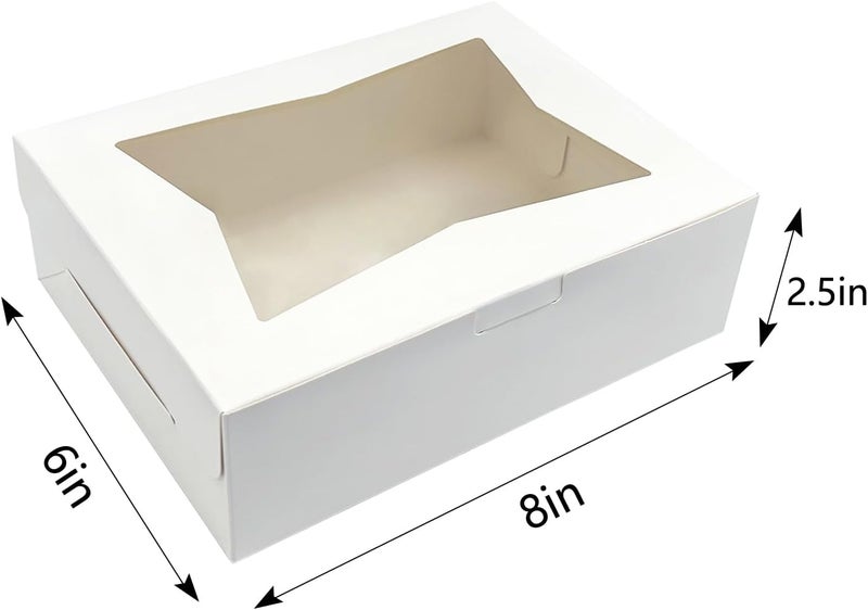 WEI LONG 20pcs White Cookie Boxes Pastry Boxes 8x6x2.5 Inches Bakery Treat Boxes for Chocolate Covered Strawberries,Dessert,Cupcakes,Muffins,Donuts(style C) - Image 4