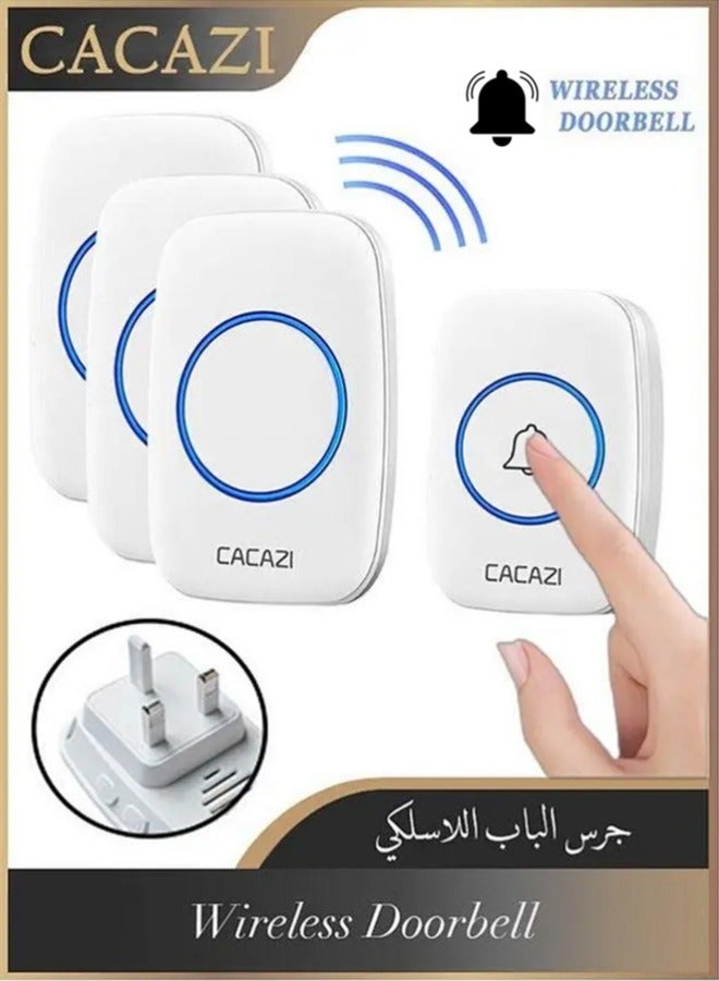 Waterproof Wireless Doorbell with LED Flash, Over 1000 Feet Range, 60 Sounds and 5 Levels of Volume, Cordless Doorbell for Home, Office, Apartment, Hotel, Warehouse and Anti-Theft White - Image 1