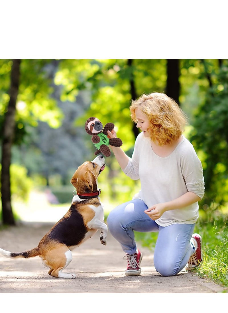 Generic - Interactive 4-in-1 Plush Dog Toy with Treat Dispenser, Squeaky Chew Toy for Small & Medium Dogs, Suitable for Teething Puppies (Brown Sloth) - Image 1