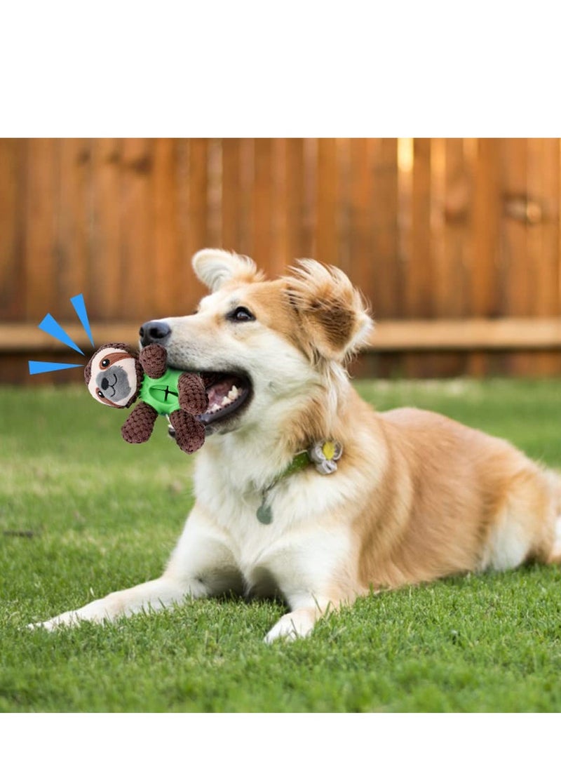 Generic - Interactive 4-in-1 Plush Dog Toy with Treat Dispenser, Squeaky Chew Toy for Small & Medium Dogs, Suitable for Teething Puppies (Brown Sloth) - Image 1